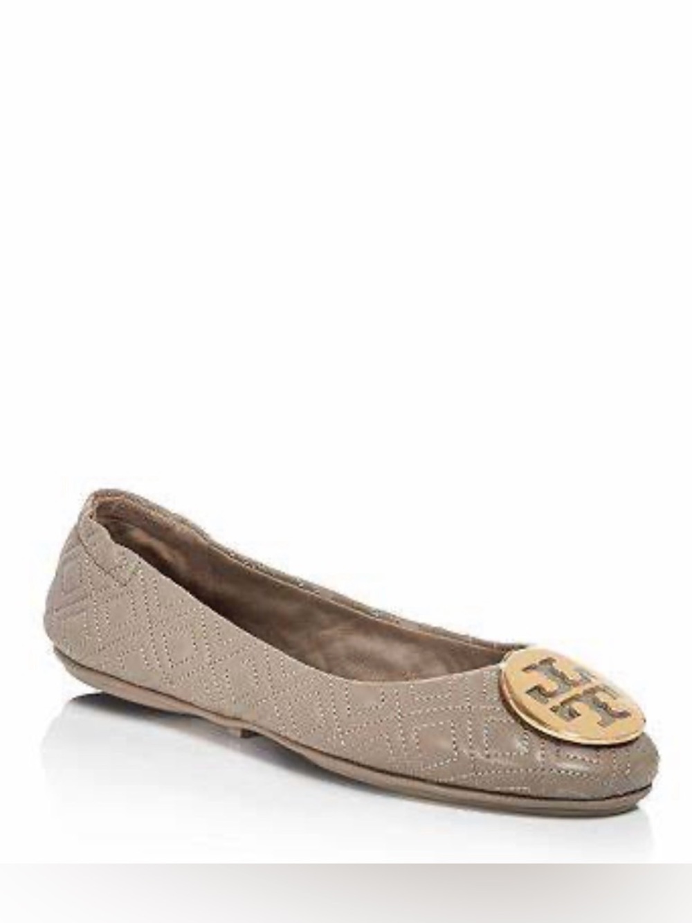 Tory Burch Quilted Minnie Travel Ballet Flats Goan Sand Gold Size 7